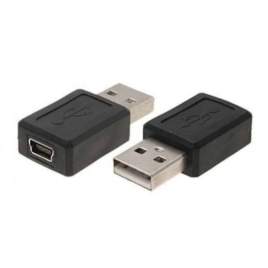 POWERTECH Αντάπτορας USB 2.0A (M) σε Mini USB (F), μαύρο