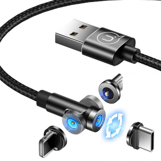 USAMS Καλώδιο USB σε lightning U59, μαγνητικό, περιστρεφόμενο, 1m, μαύρο