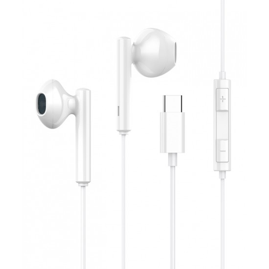 CELEBRAT earphones με μικρόφωνο G16, Type-C, 1.2m, λευκά