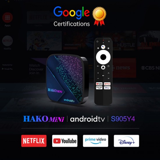 TV Box HAKOMiNi, Google/Netflix certificate, 4/32GB 4K, WiFi, Android 11